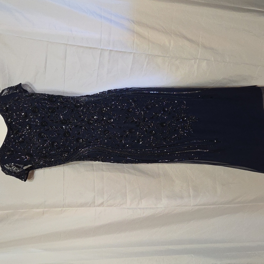 MGNY Navy Sequin MAXI Dress